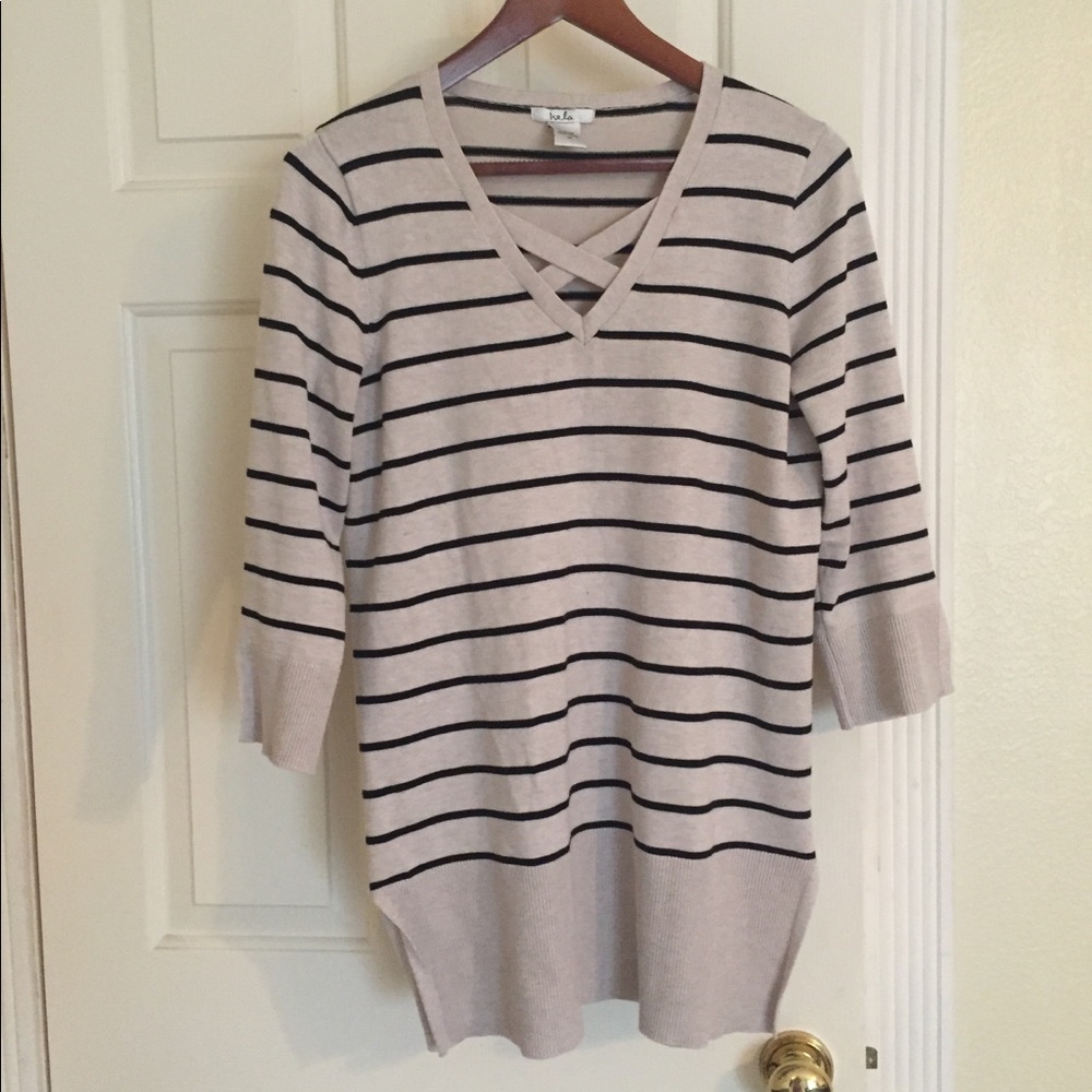 Striped 3/4 sleeve blouse Size M